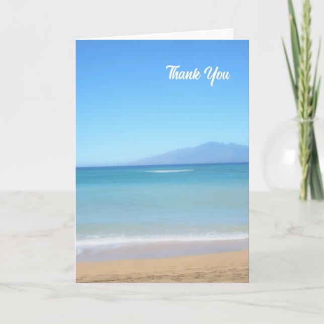 Hawaiian Shore and Ocean Folded Thank You Card (Front)