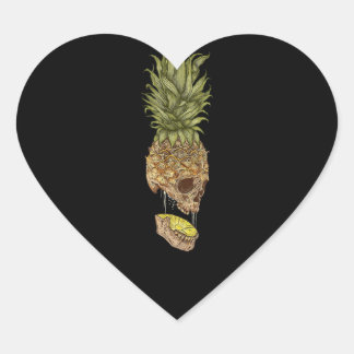 Hawaiian Skull Pineapple Summer Gift Heart Sticker