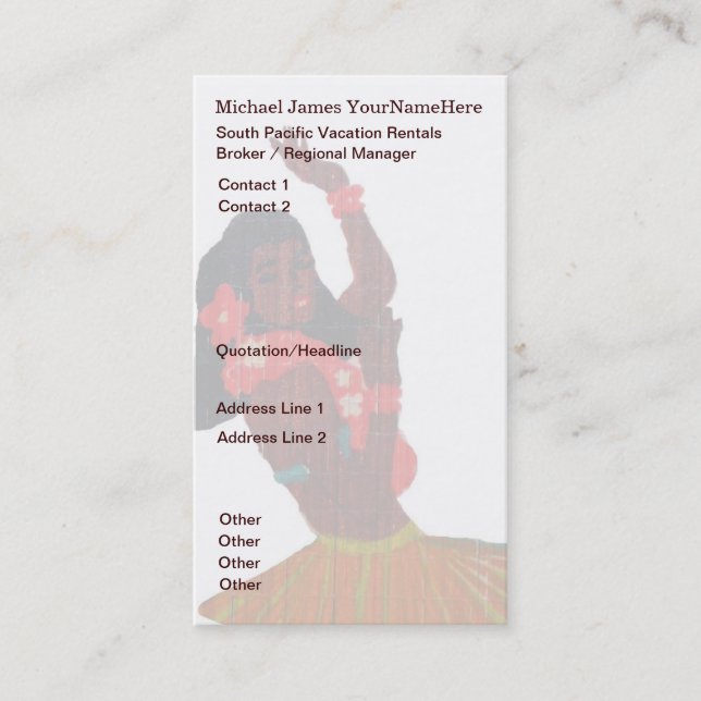 Hawaiian South Pacific Real Estate Business Card (Front)