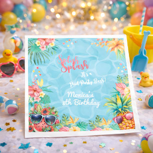 Hawaiian splish splash summer pool birthday bash napkin