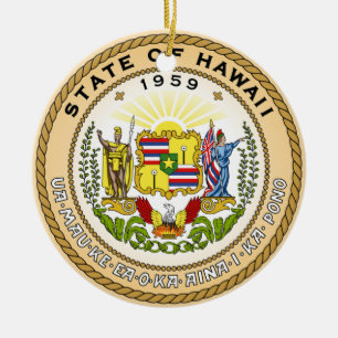 Hawaiian State Seal Ceramic Tree Decoration