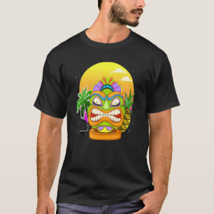 Hawaiian Statue Luau Party Polynesian Tiki Mask Ha T-Shirt