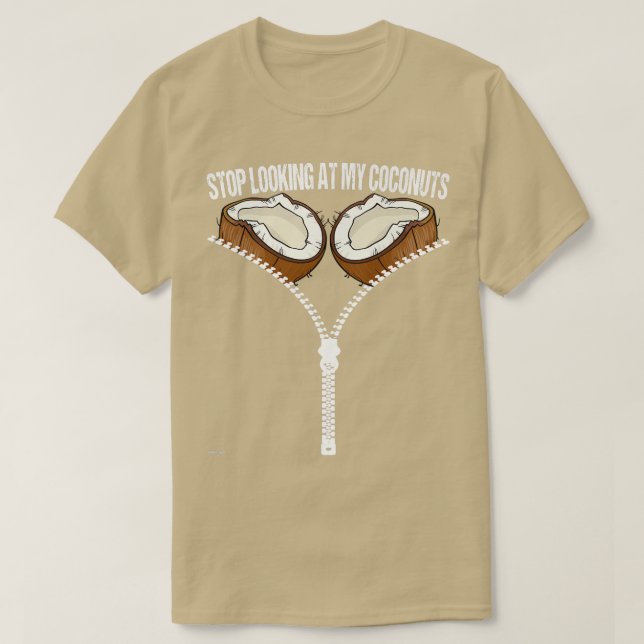 Hawaiian Stop Looking At My Coconuts Bra Halloween T-Shirt (Design Front)