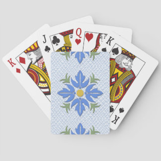 Hawaiian Style Flower Quilt Blue Playing Cards