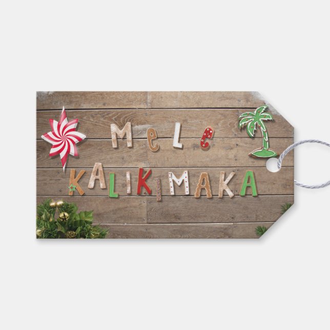 Hawaiian Style Gingerbread Greeting Gift Tags (Front (Horizontal))