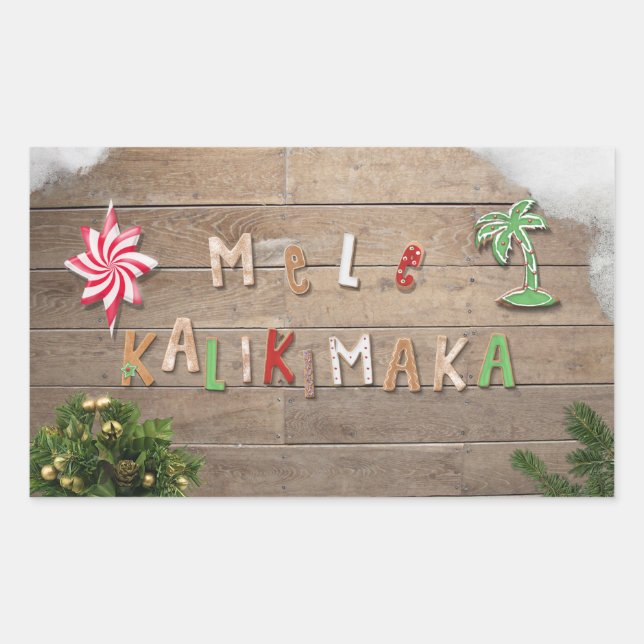Hawaiian Style Gingerbread Greeting Rectangular Sticker (Front)
