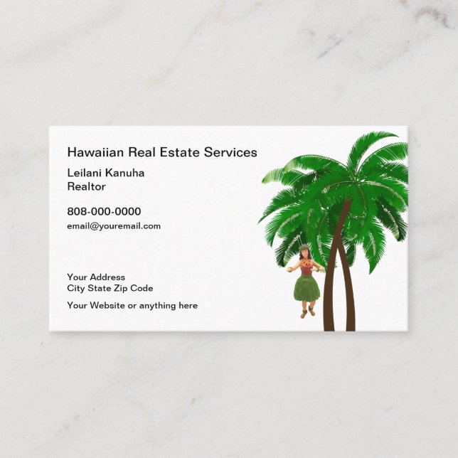 Hawaiian Style Real Estate Theme Business Card (Front)
