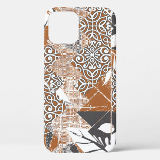 Hawaiian style tapa tribal fabric abstract patchwo iPhone 12 case