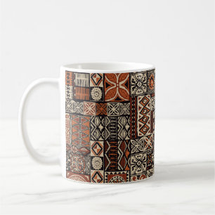 Hawaiian style tapa tribal fabric abstract patchwo coffee mug