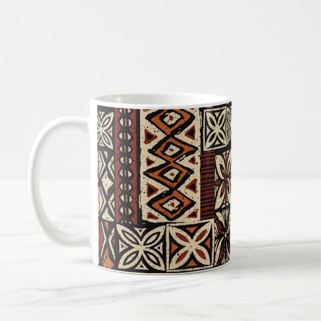 Hawaiian style tapa tribal fabric abstract patchwo coffee mug (Left)