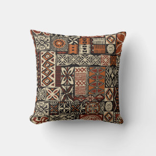 Hawaiian style tapa tribal fabric abstract patchwo cushion