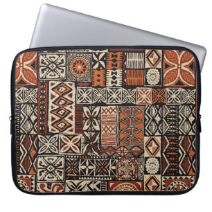 Hawaiian style tapa tribal fabric abstract patchwo laptop sleeve