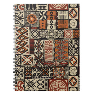 Hawaiian style tapa tribal fabric abstract patchwo notebook