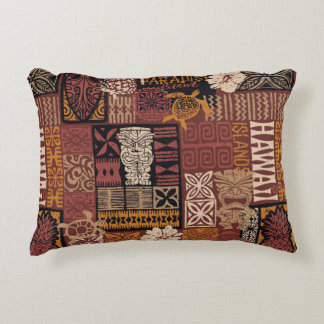 Hawaiian style tribal motif fabric patchwork abstr decorative cushion