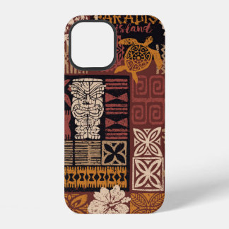 Hawaiian style tribal motif fabric patchwork abstr iPhone 12 case