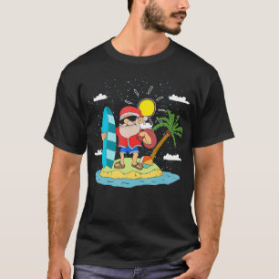 Hawaiian Summer Cool Santa Claus Surfing Christmas T-Shirt
