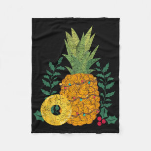 Hawaiian Summer Fruit Pineapple Tropical Christmas Fleece Blanket