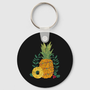 Hawaiian Summer Fruit Pineapple Tropical Christmas Key Ring