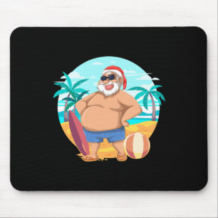 Hawaiian Summer Funny Santa Claus Tropical Christm Mouse Mat