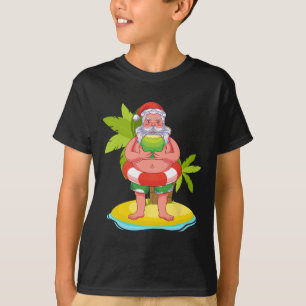 Hawaiian Summer Santa Claus Coconut Exotic Christm T-Shirt