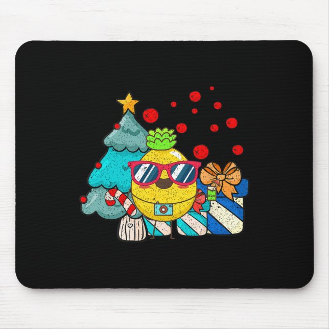 Hawaiian Summer Sungles Pineapple Funny Christmas  Mouse Mat (Front)