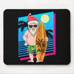 Hawaiian Summer Surfer Santa Claus Funny Christmas Mouse Mat