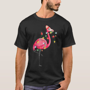 Hawaiian Summer Tropical Flamingo Christmas In Ju T-Shirt