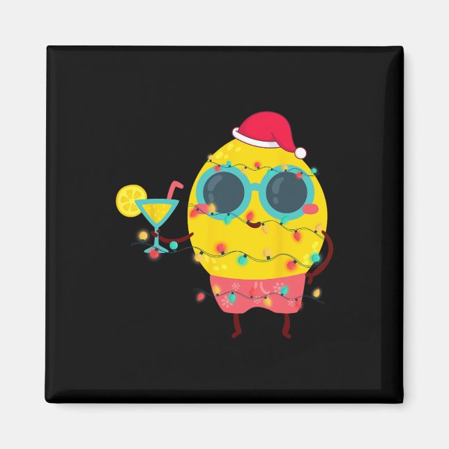 Hawaiian Summer Tropical Xmas Lemon Funny Christma Magnet (Front)