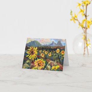 Hawaiian sunflowers with mountains template card