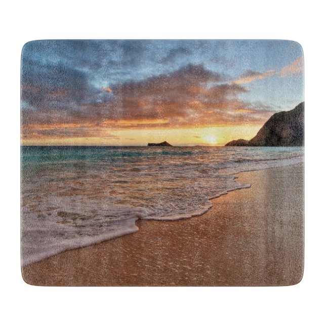 Hawaiian Sunrise Glass Cutting Board (Front)