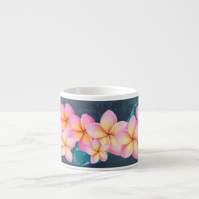 Hawaiian Sunrise Plumeria Espresso Mug (Front)