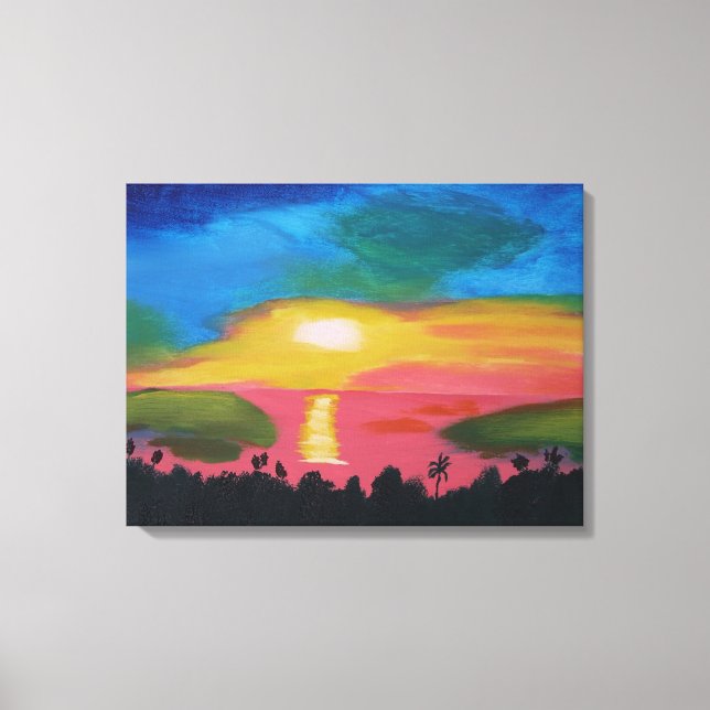 Hawaiian Sunset Acrylic Painting Canvas Print (Front)