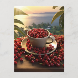 Hawaiian Sunset Close-up Coffee Cherries Paradise Postcard