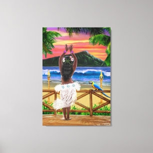 HAWAIIAN SUNSET HULA CANVAS PRINT