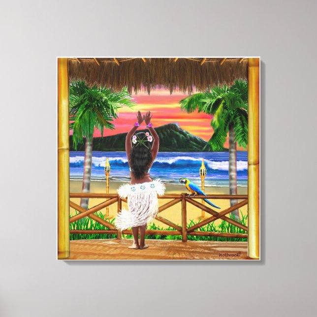 HAWAIIAN SUNSET HULA CANVAS PRINT (Front)