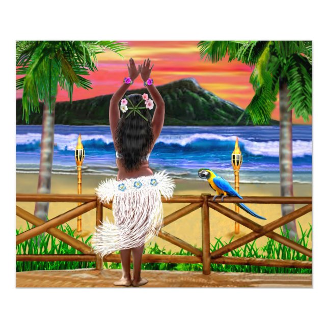 Hawaiian Sunset Hula Dancer Photo Print (Front)