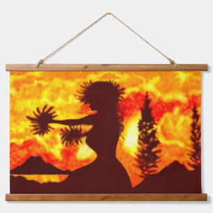Hawaiian Sunset Hula Palms Hanging Tapestry