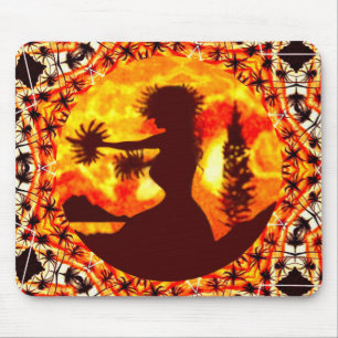 Hawaiian Sunset Hula Palms Mouse Mat