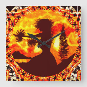 Hawaiian Sunset Hula Palms Started Out as a Colo Square Wall Clock