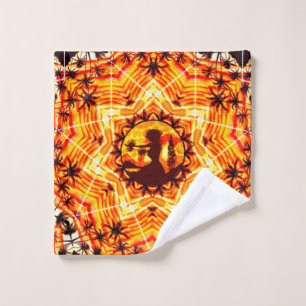 Hawaiian Sunset Hula Palms Wash Cloth