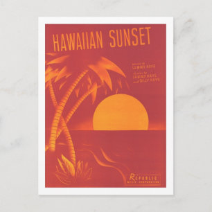 Hawaiian Sunset Vintage Songbook Cover Postcard