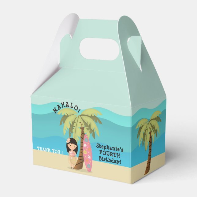 Hawaiian Surfer Girl Favour Box (Front Side)