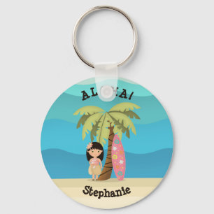 Hawaiian Surfer Girl Key Ring