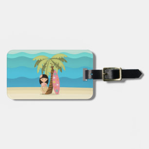 Hawaiian Surfer Girl Luggage Tag