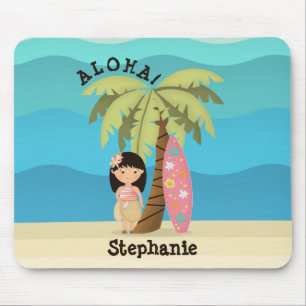 Hawaiian Surfer Girl Mouse Mat
