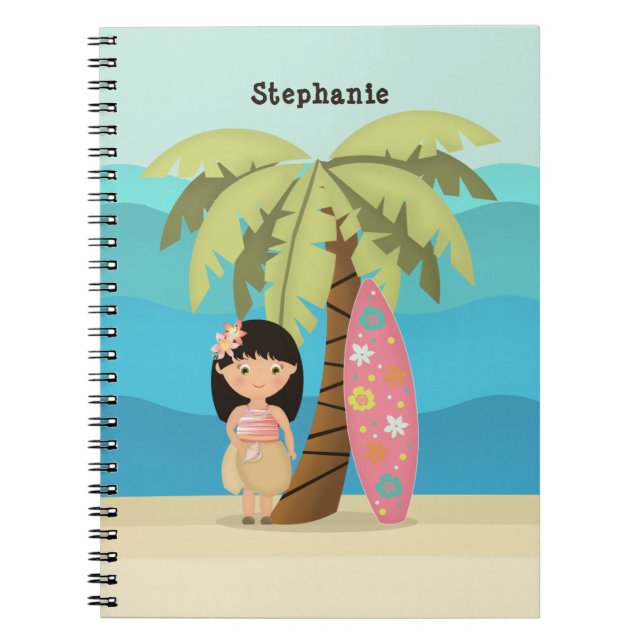 Hawaiian Surfer Girl Notebook (Front)