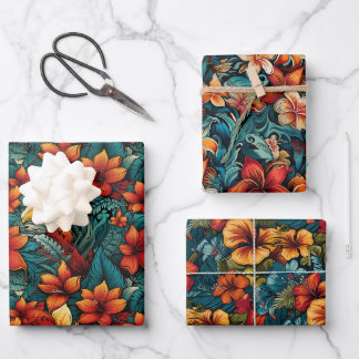 Hawaiian Surfer Paradise Design Wrapping Paper Sheet