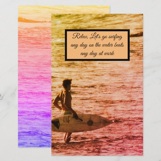 Hawaiian surfer stationery (Front/Back)