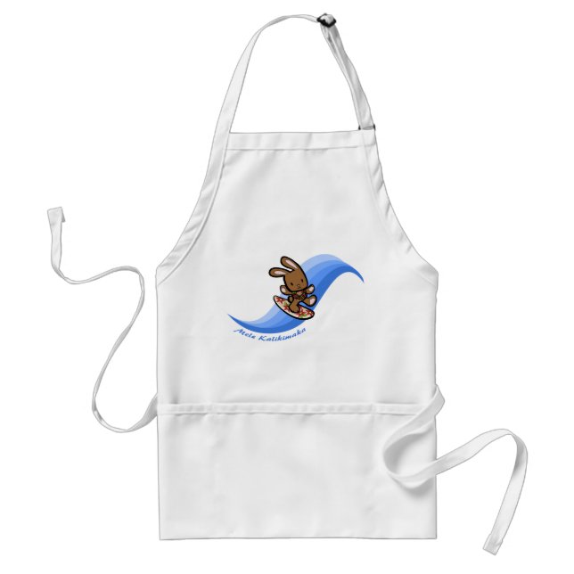 Hawaiian Surfing Bunny Holiday Blue Cartoon Band Standard Apron (Front)