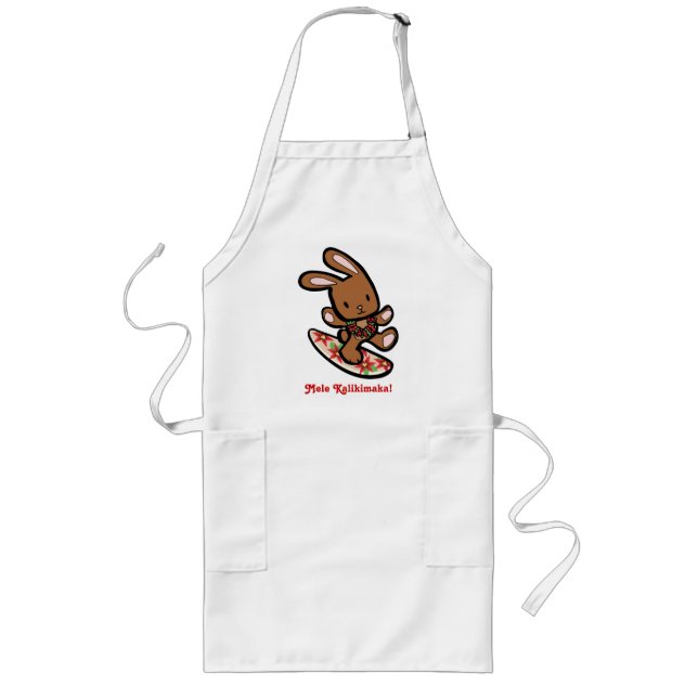 Hawaiian Surfing Bunny Holiday Cartoon Long Apron (Front)
